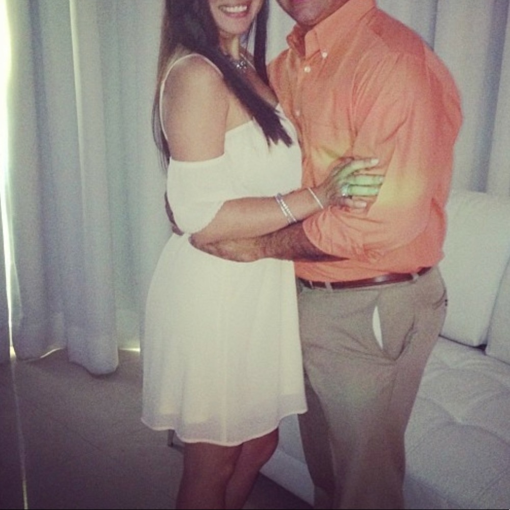 Boutique Off shoulder cream dress